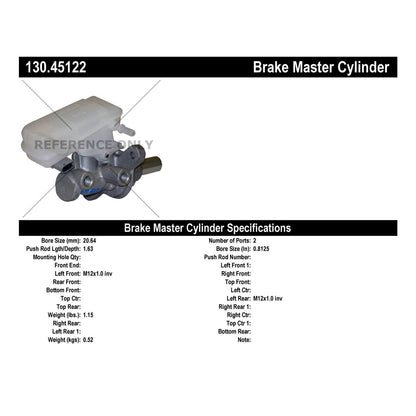 Centric Parts Brake Master Cylinder Premium for 2011-2013 Mazda 2 130.45122