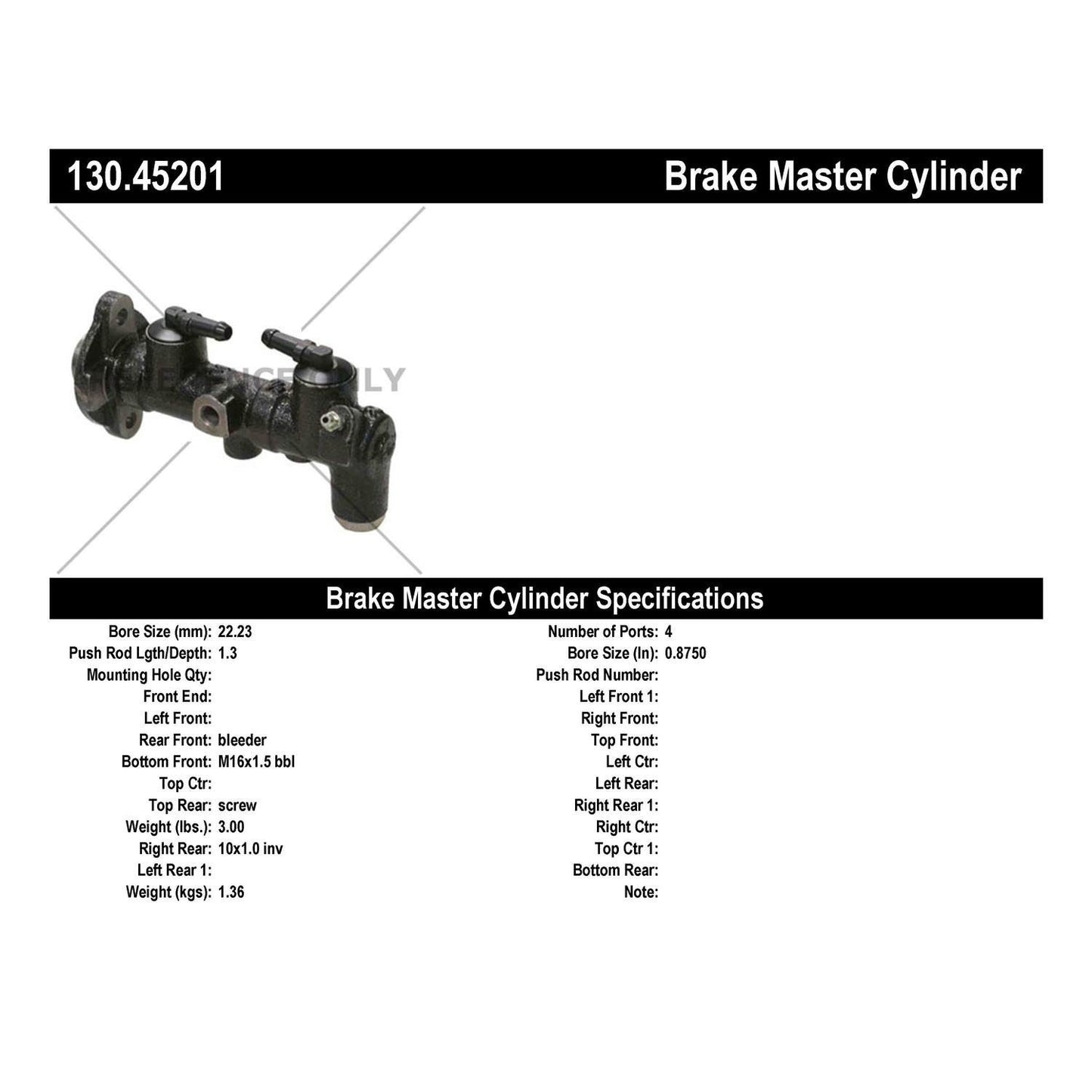 Centric Parts Brake Master Cylinder Premium for 1981-1982 Mazda 626 130.45201