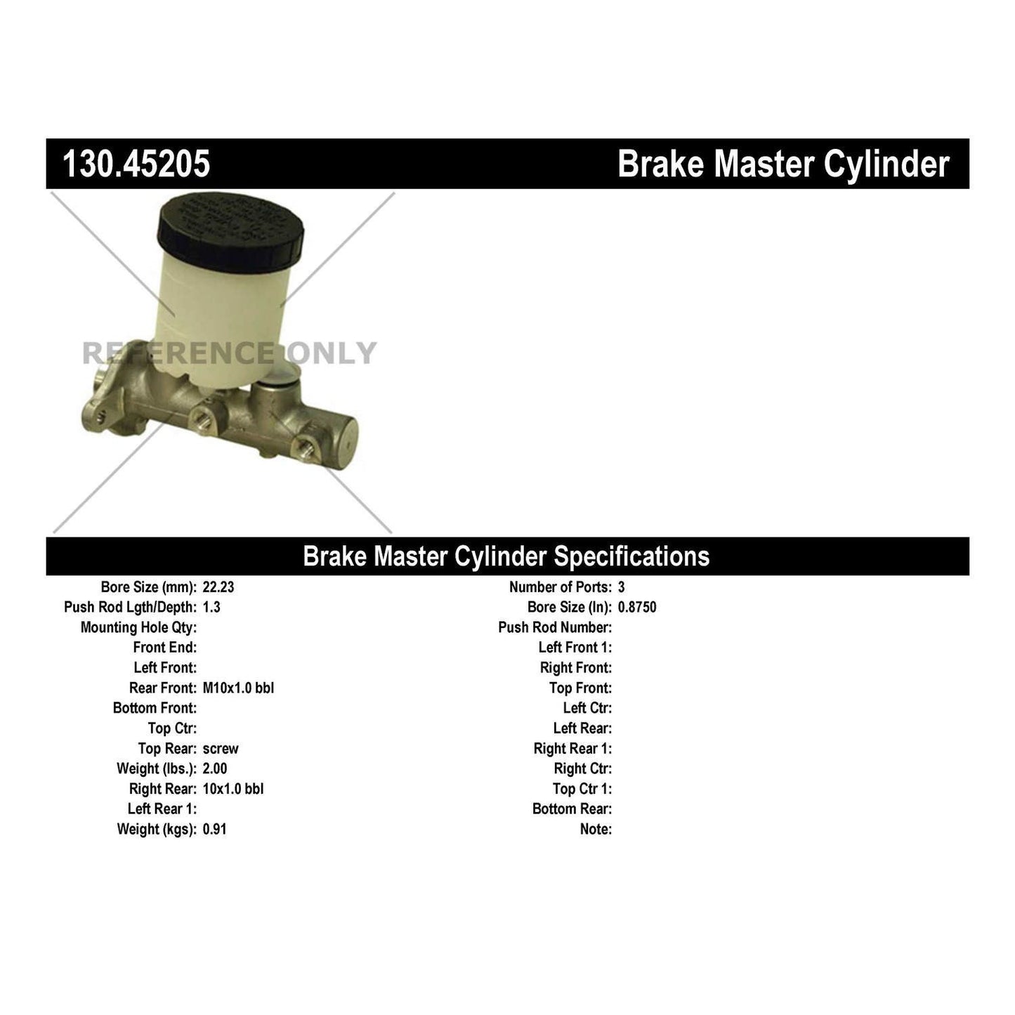 Centric Parts Premium Brake Master Cylinder for 1989-1992 Ford Probe Mazda 626 MX‑6 130.45205