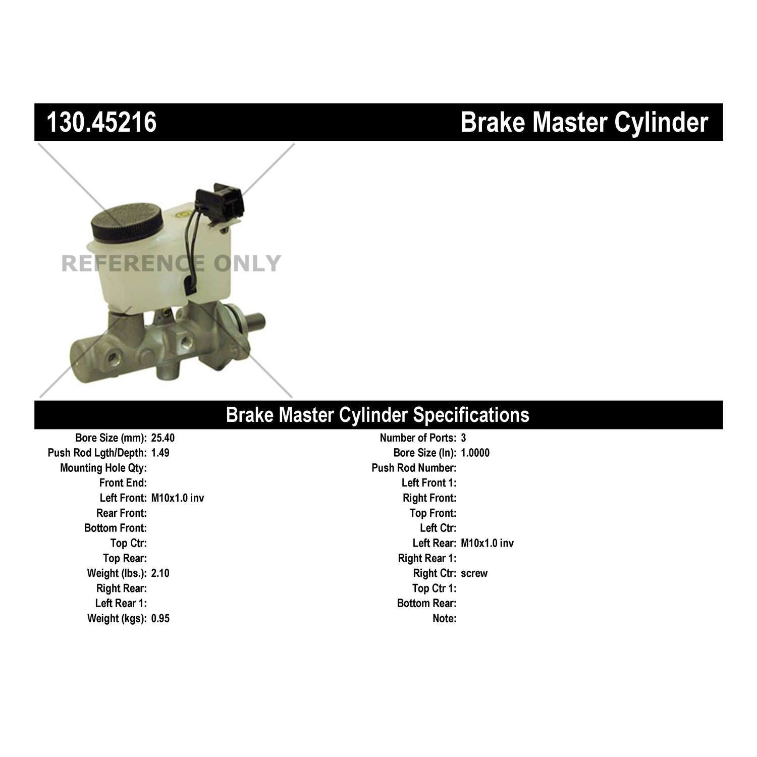 Centric Parts Premium Brake Master Cylinder 130.45216