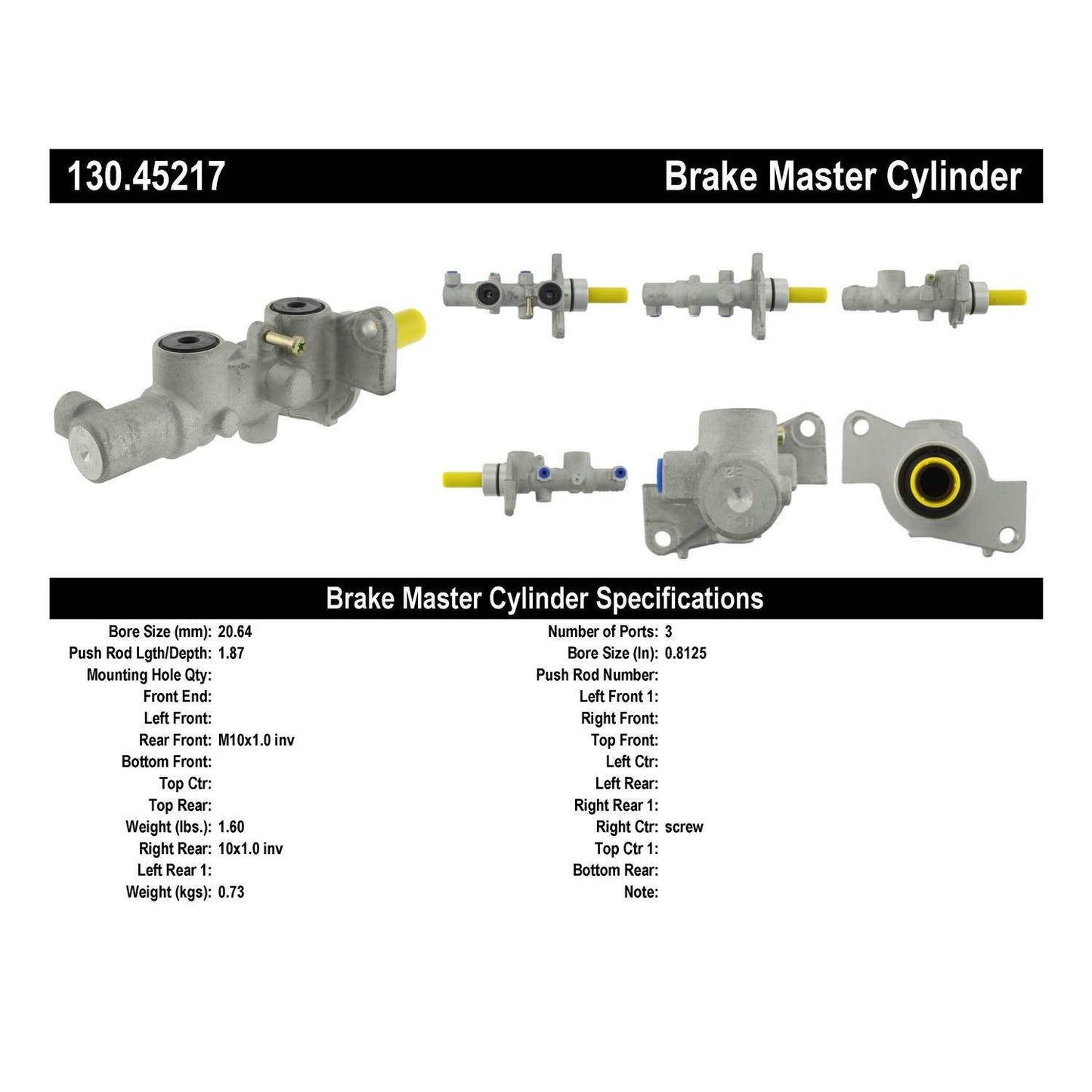 Centric Parts Brake Master Cylinder Premium for 2003-2005 Mazda 6 130.45217