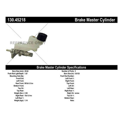 Stoptech Centric Premium Brake Master Cylinder 130.45218
