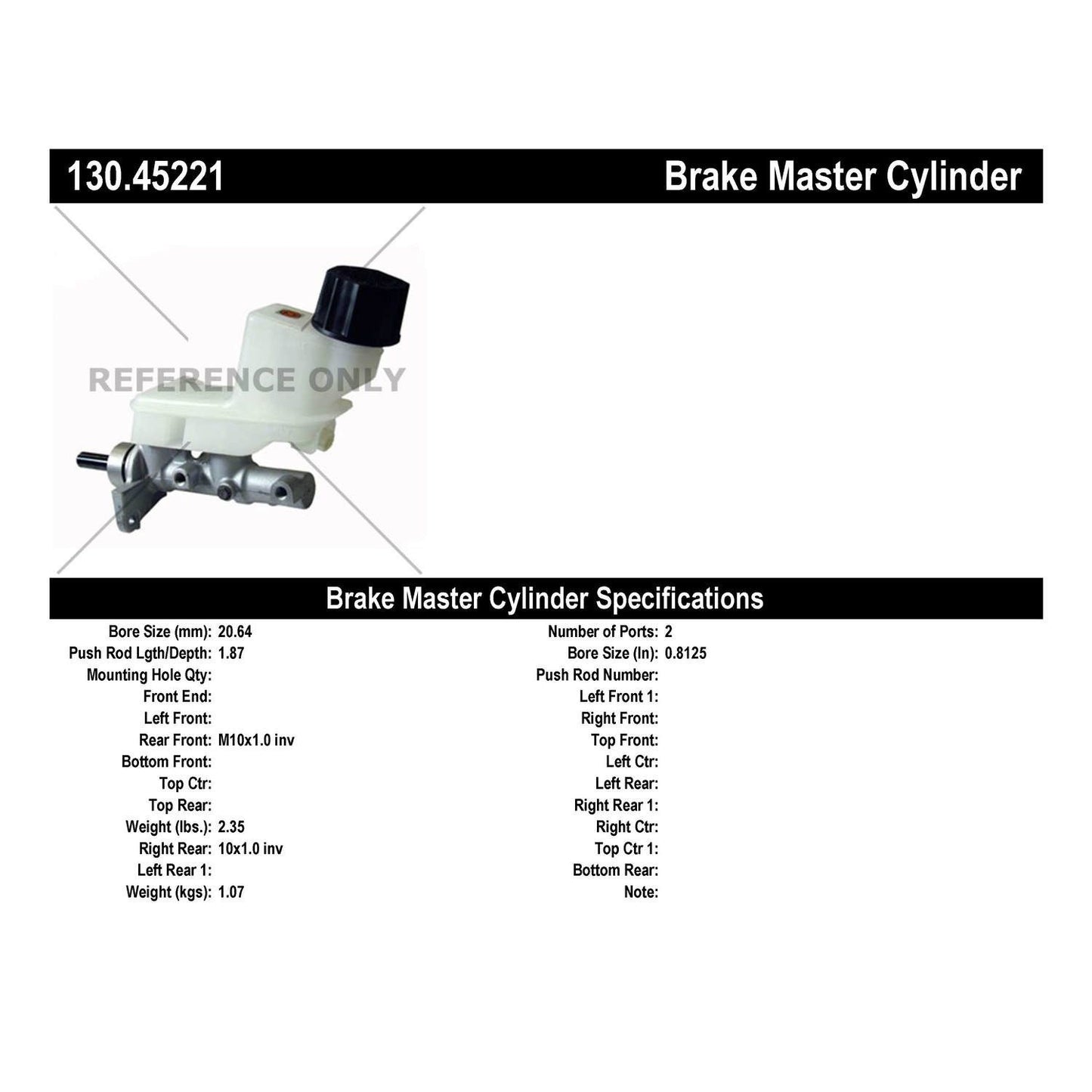 Centric Parts Premium Brake Master Cylinder for 2006-2007 Mazda 6 130.45221