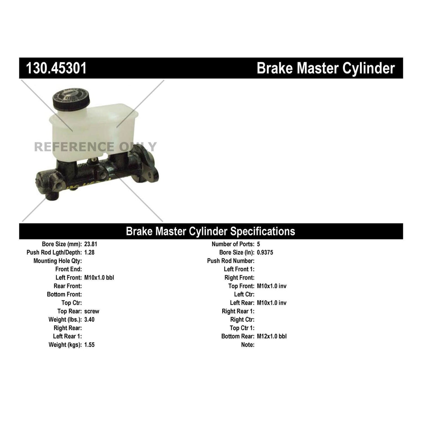 Centric Parts Premium Brake Master Cylinder for 1989-1995 Mazda MPV 130.45301