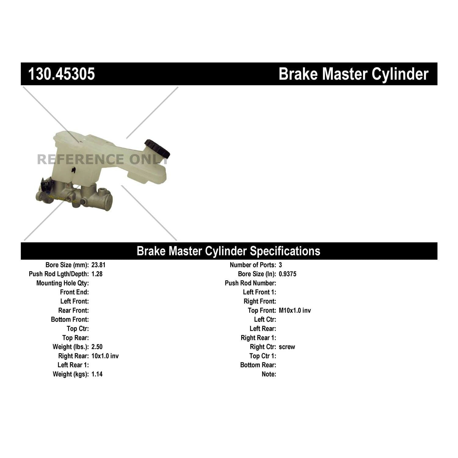 StopTech Premium Brake Master Cylinder 130.45305