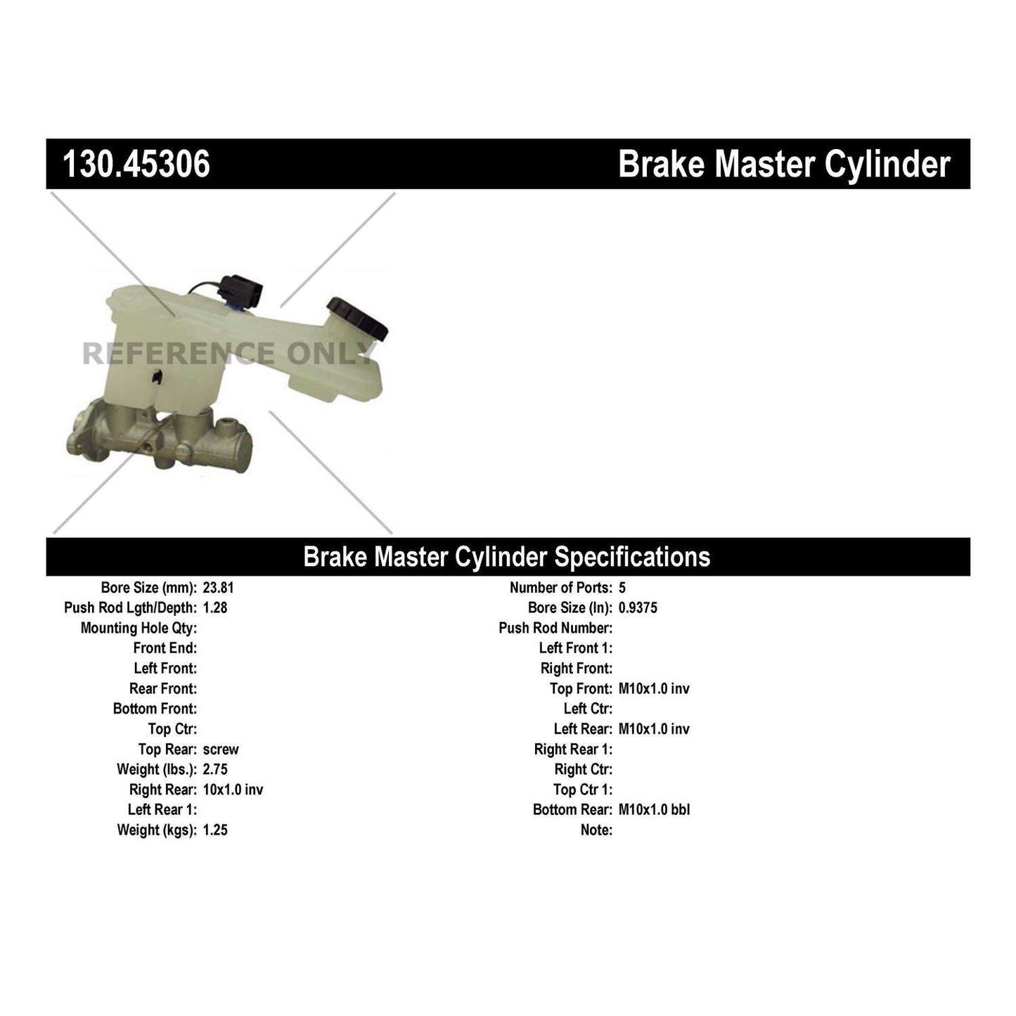 Centric Parts Premium Brake Master Cylinder for OEM fit 130.45306