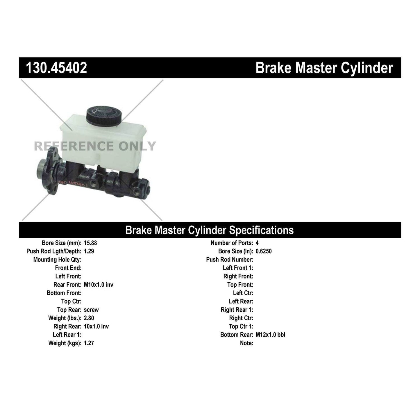 Centric Parts Premium Brake Master Cylinder 130.45402