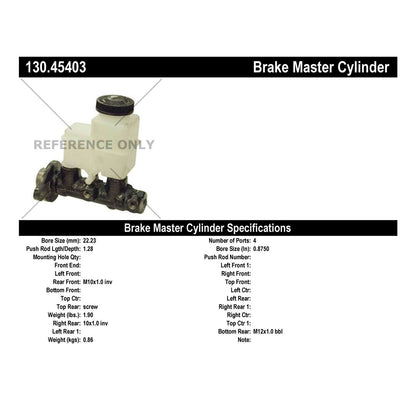 Centric Parts Brake Master Cylinder Premium for 1988-1989 Mazda 323 Mercury Tracer 130.45403