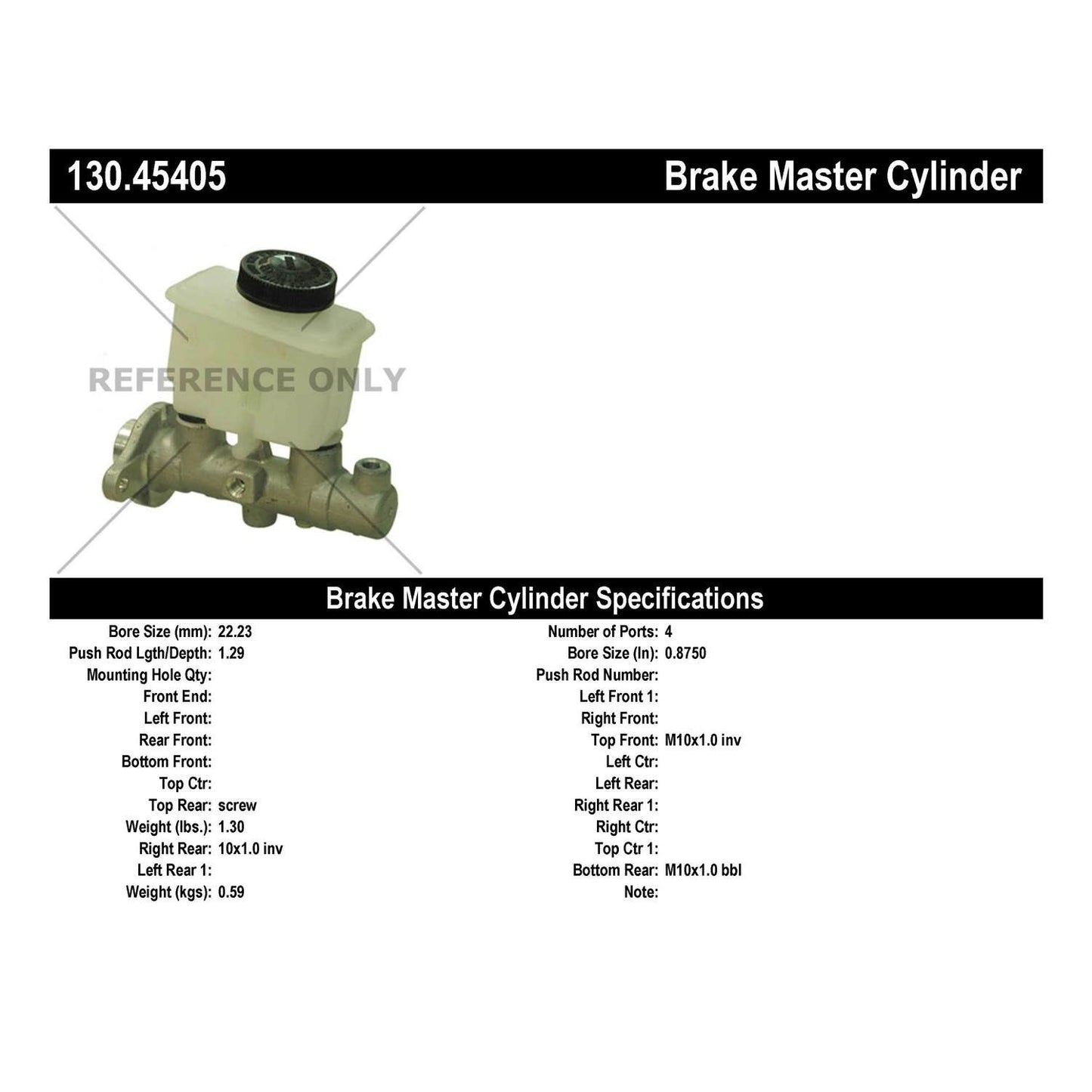 Centric Parts Premium Brake Master Cylinder for 1991-1992 Ford Escort 130.45405
