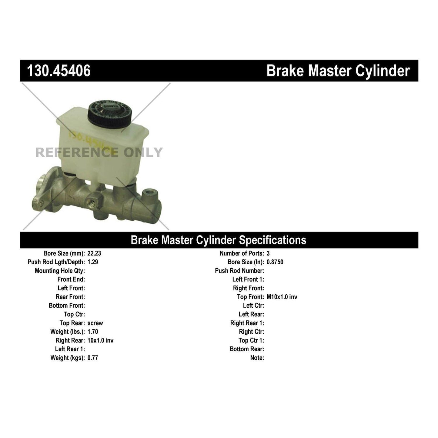 Centric Parts Premium Brake Master Cylinder 130.45406