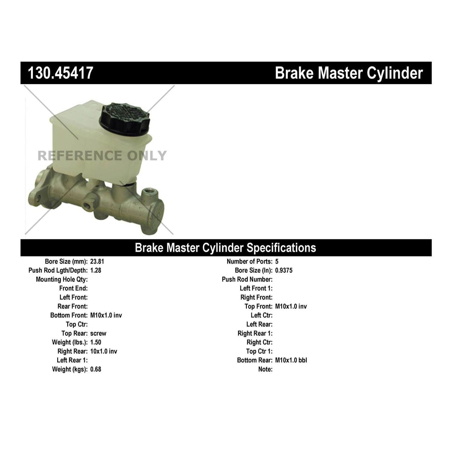 Centric Parts Brake Master Cylinder Premium for 1999-2000 Mazda Protege 130.45417