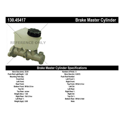 Centric Parts Brake Master Cylinder Premium for 1999-2000 Mazda Protege 130.45417