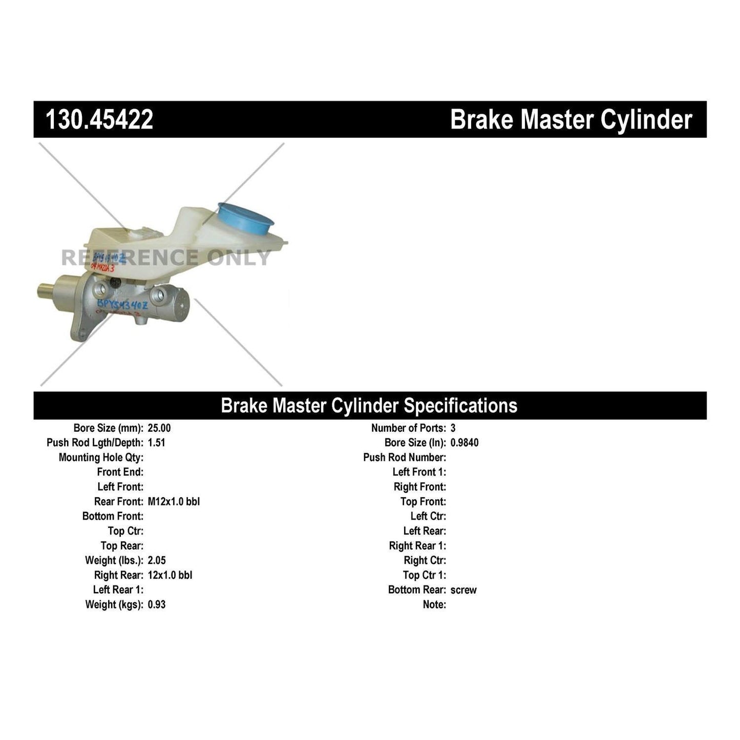 Centric Parts Premium Brake Master Cylinder for 2004-2014 Mazda 2 130.45422