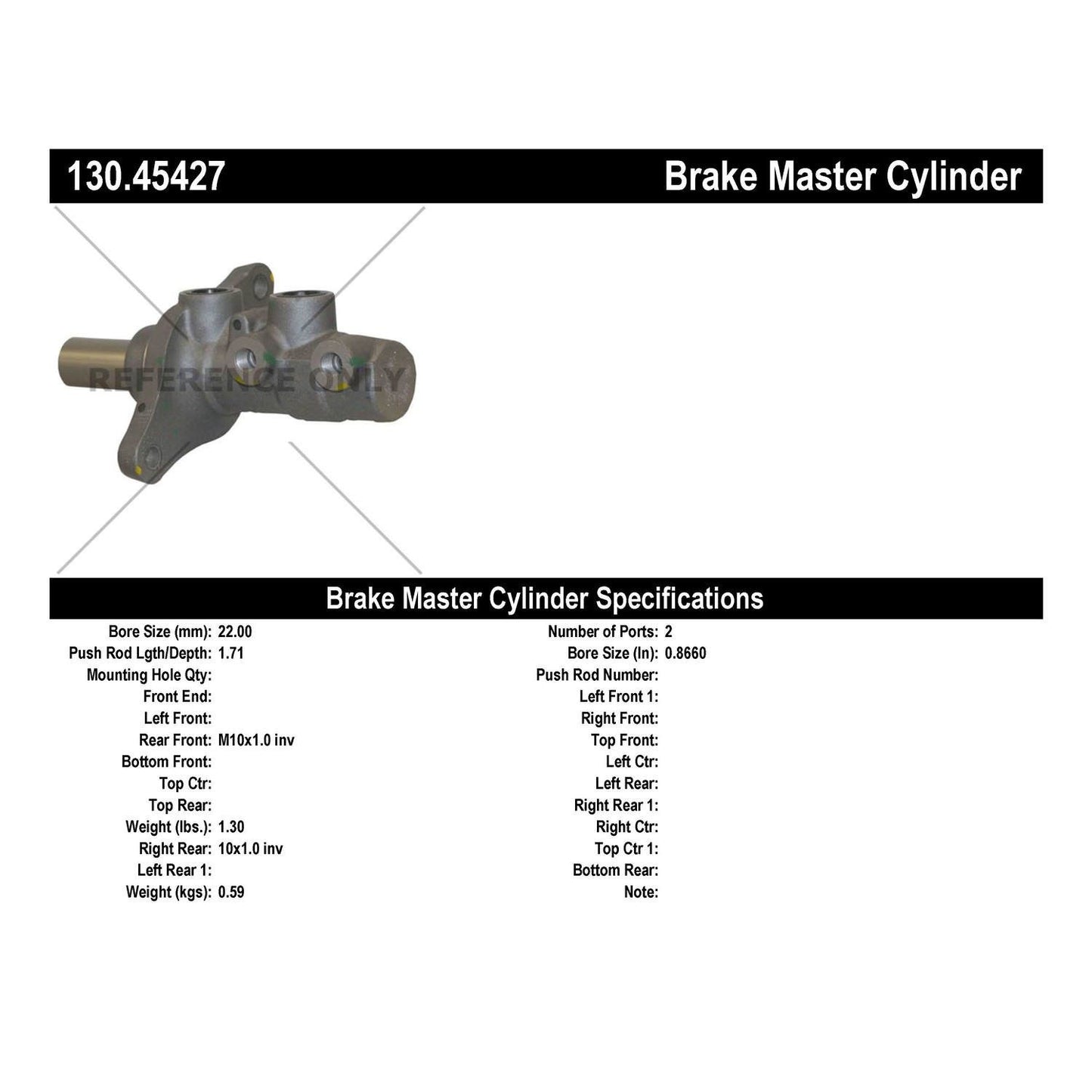 Centric Parts Brake Master Cylinder Premium for 2009-2013 Mazda 6 130.45427
