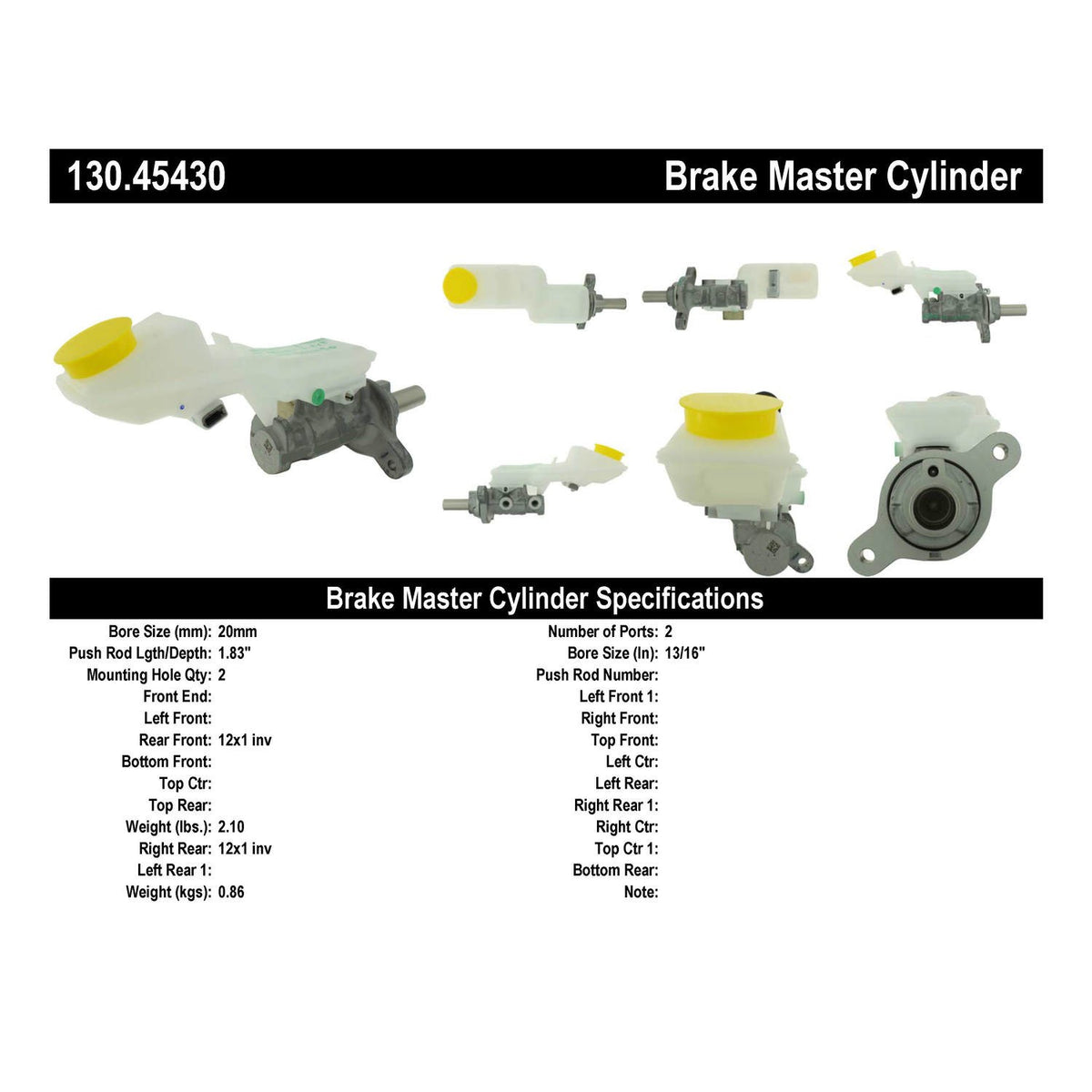 Centric Parts Brake Master Cylinder for 2014-2017 Mazda 3, 2014-2016 3 Sport 130.45430