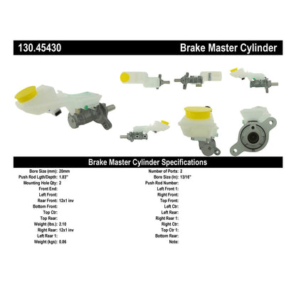 Centric Parts Brake Master Cylinder for 2014-2017 Mazda 3, 2014-2016 3 Sport 130.45430