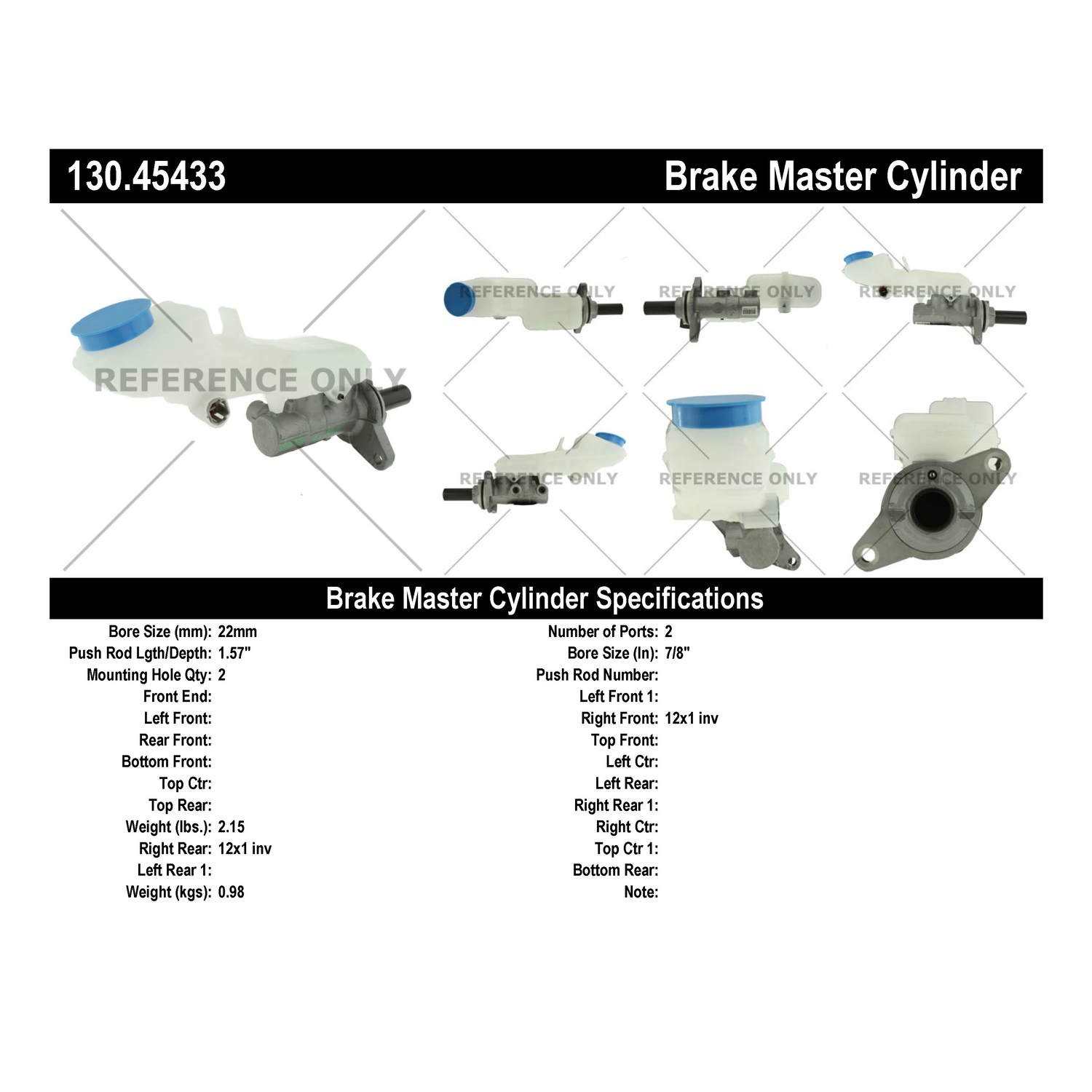 Centric Parts Premium Brake Master Cylinder 130.45433