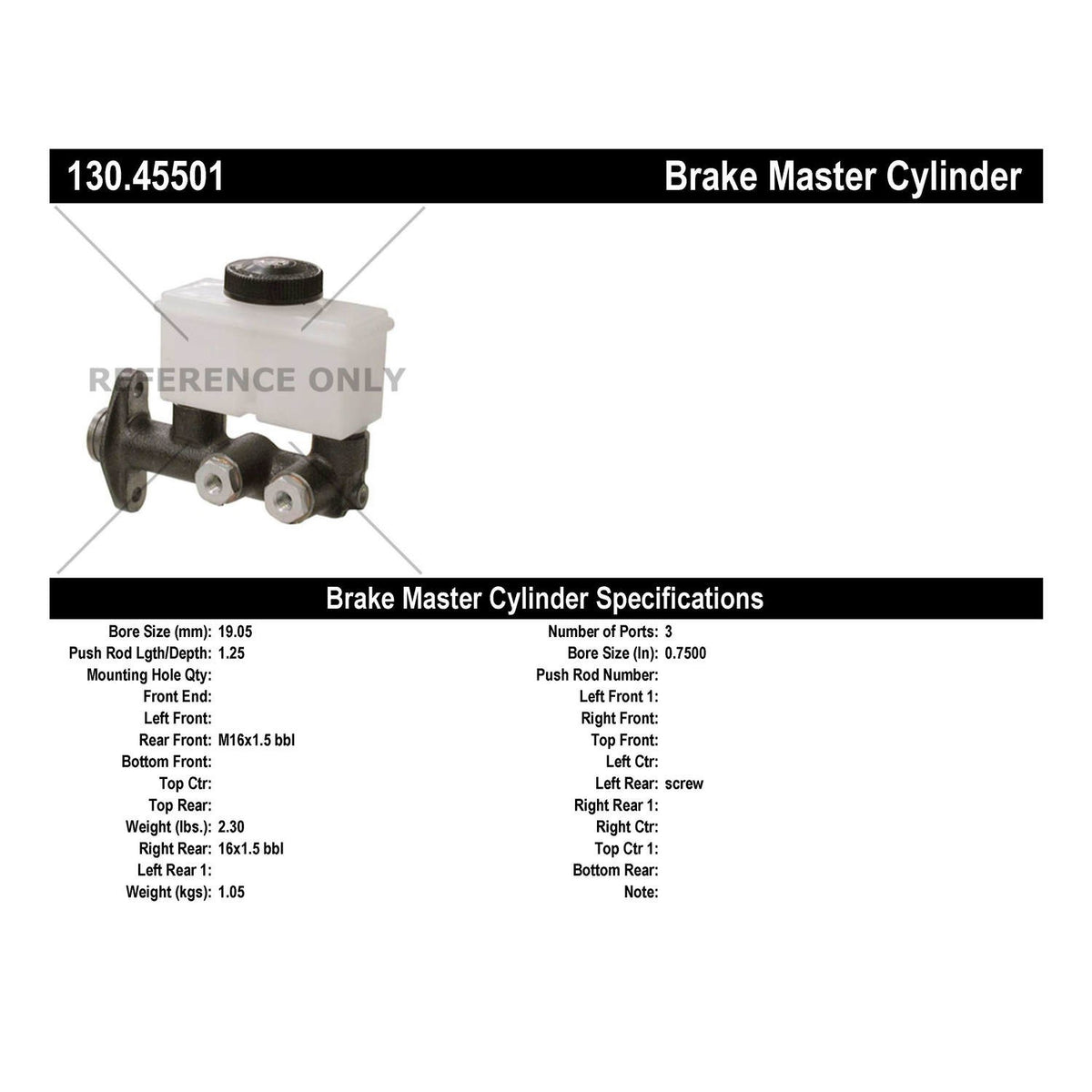 Stoptech Centric Premium Brake Master Cylinder 130.45501
