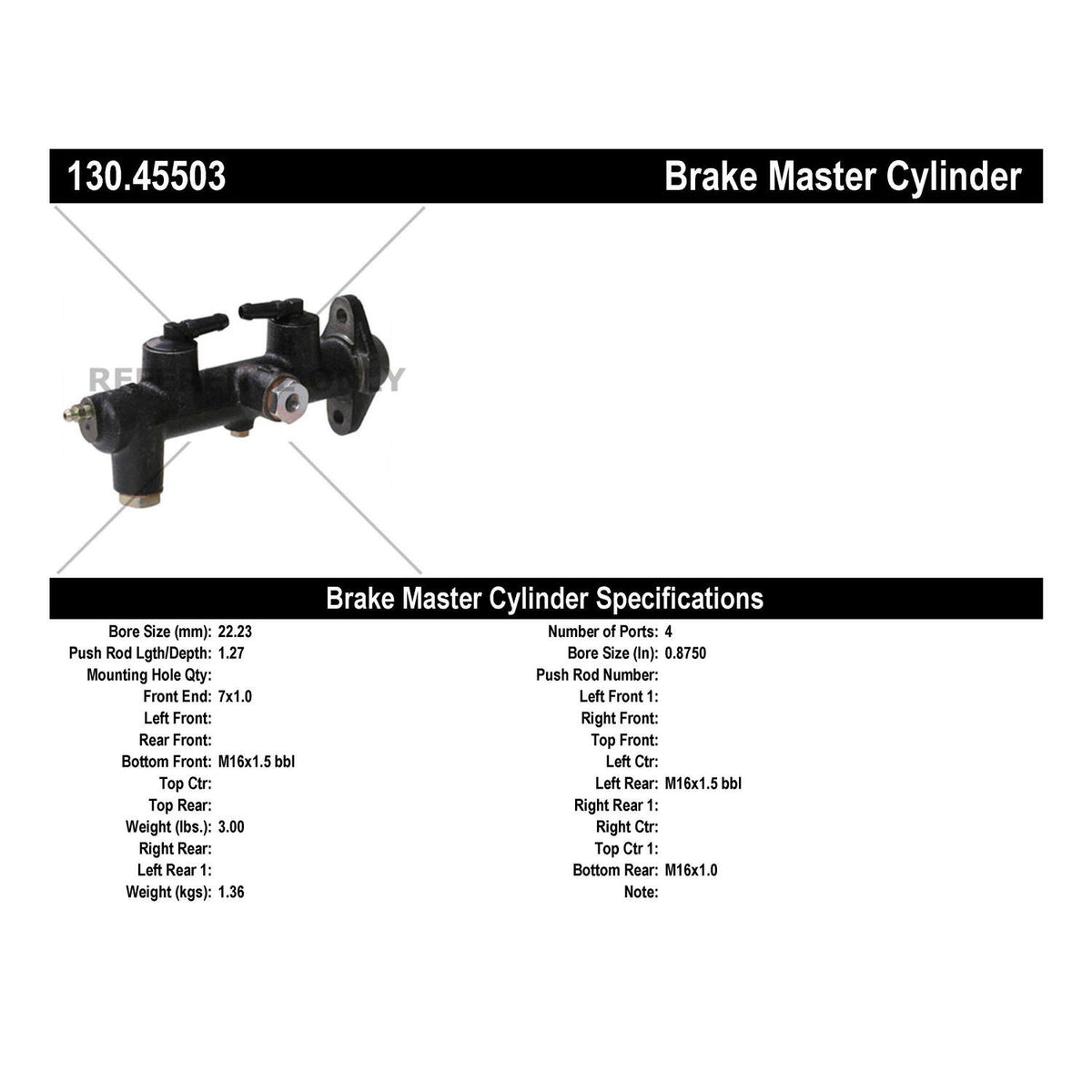 Centric Parts Brake Master Cylinder Premium for 1980-1977 Ford Courier 1978-1979 Mazda B1800 130.45503