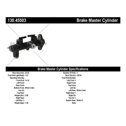 Centric Parts Brake Master Cylinder Premium for 1980-1977 Ford Courier 1978-1979 Mazda B1800 130.45503