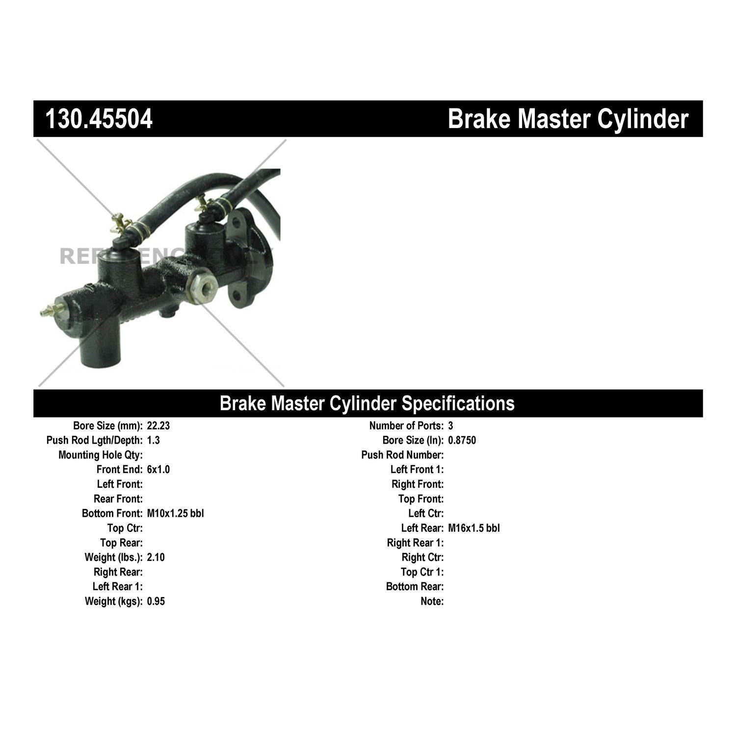 StopTech Premium Brake Master Cylinder 130.45504