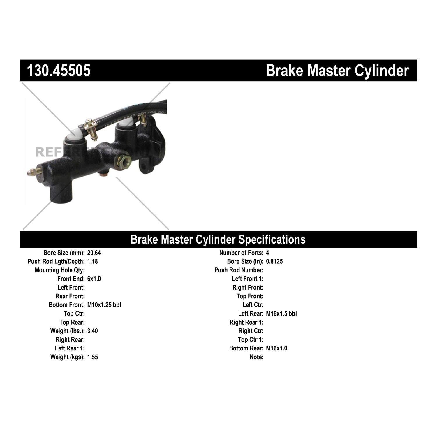 Centric Parts Premium Brake Master Cylinder 130.45505