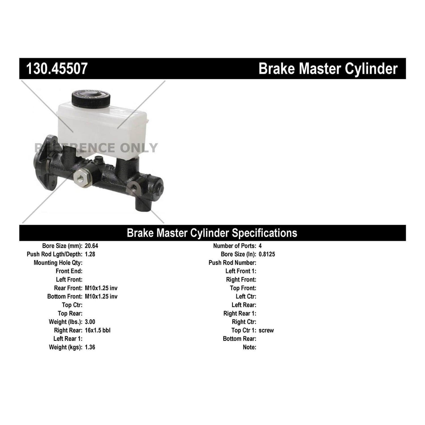 Centric Parts Premium Brake Master Cylinder 130.45507