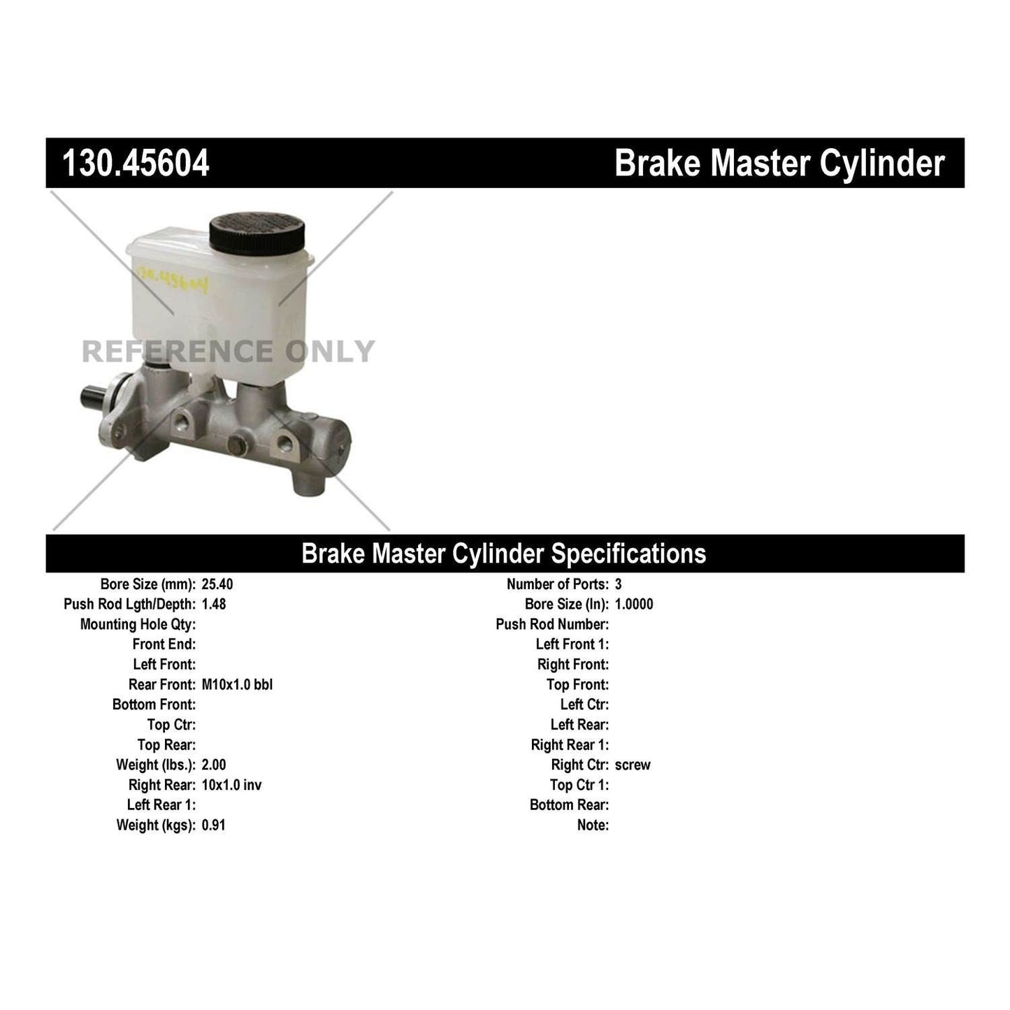 Stoptech Centric 92-95 Mazda 929 Premium Brake Master Cylinder 130.45604