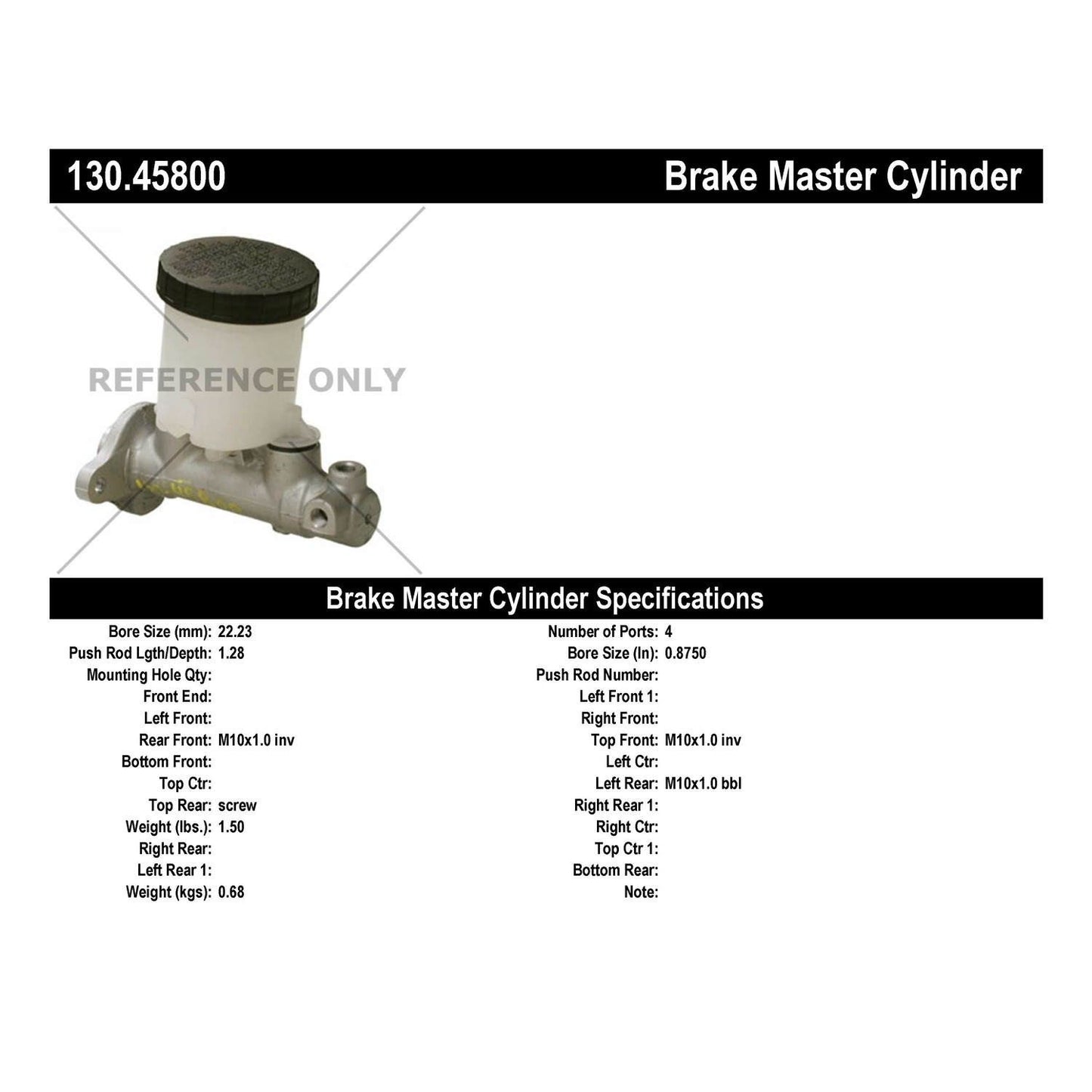 Centric Parts Brake Master Cylinder Premium for 1990-1997 Mazda Miata 130.45800