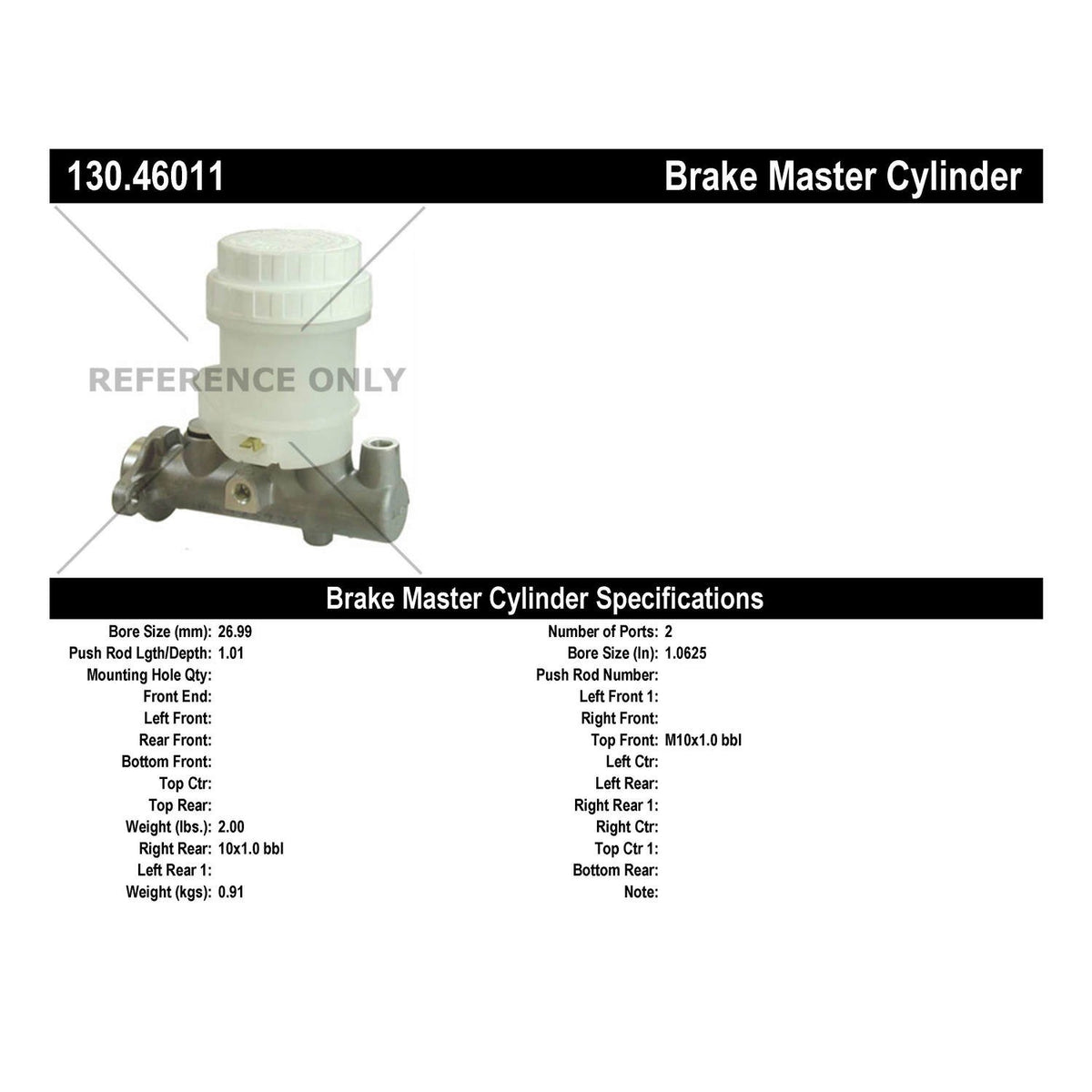 Centric Parts Premium Brake Master Cylinder 130.46011