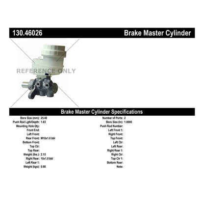 Centric Parts Premium Brake Master Cylinder 130.46026