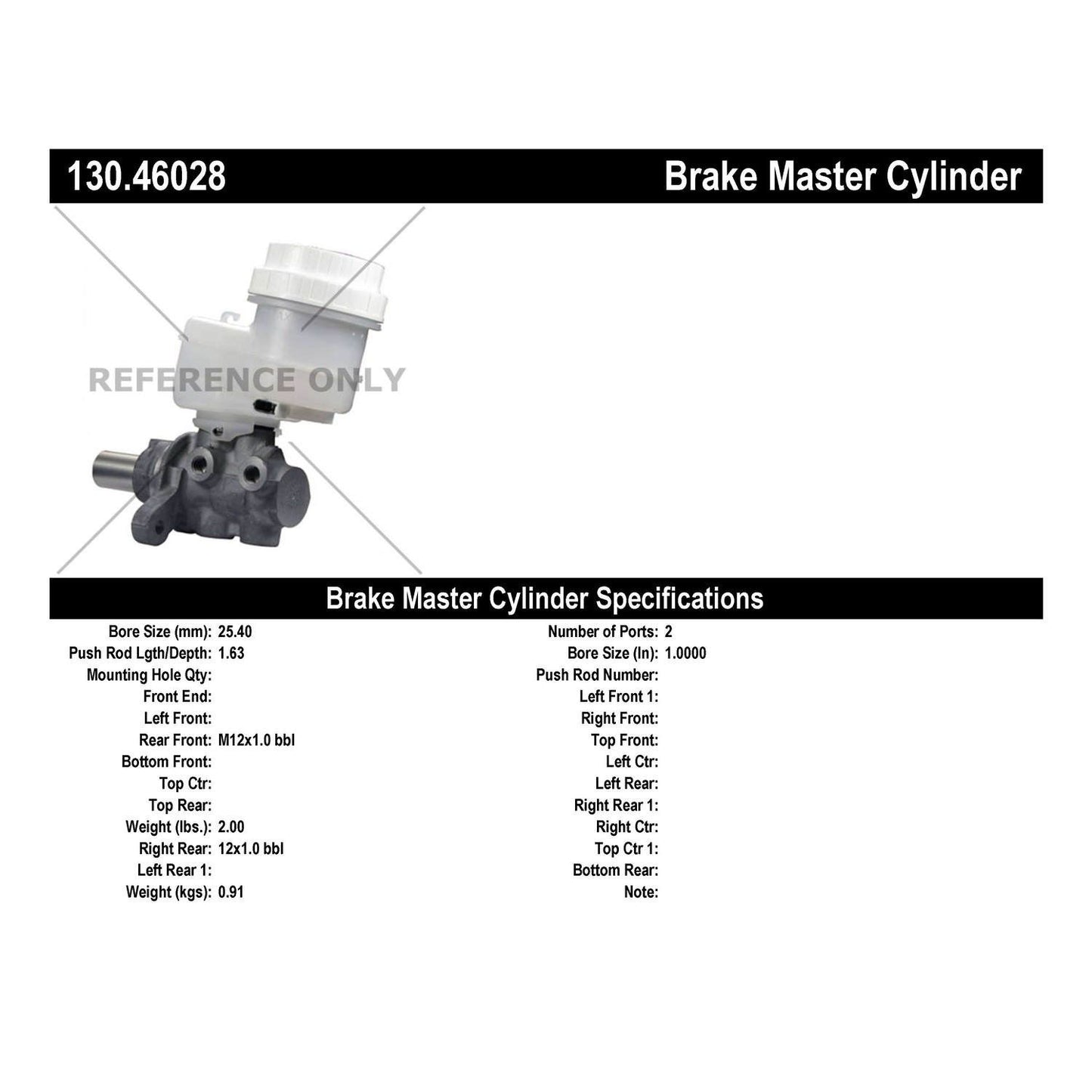 Centric Parts Premium Brake Master Cylinder 130.46028