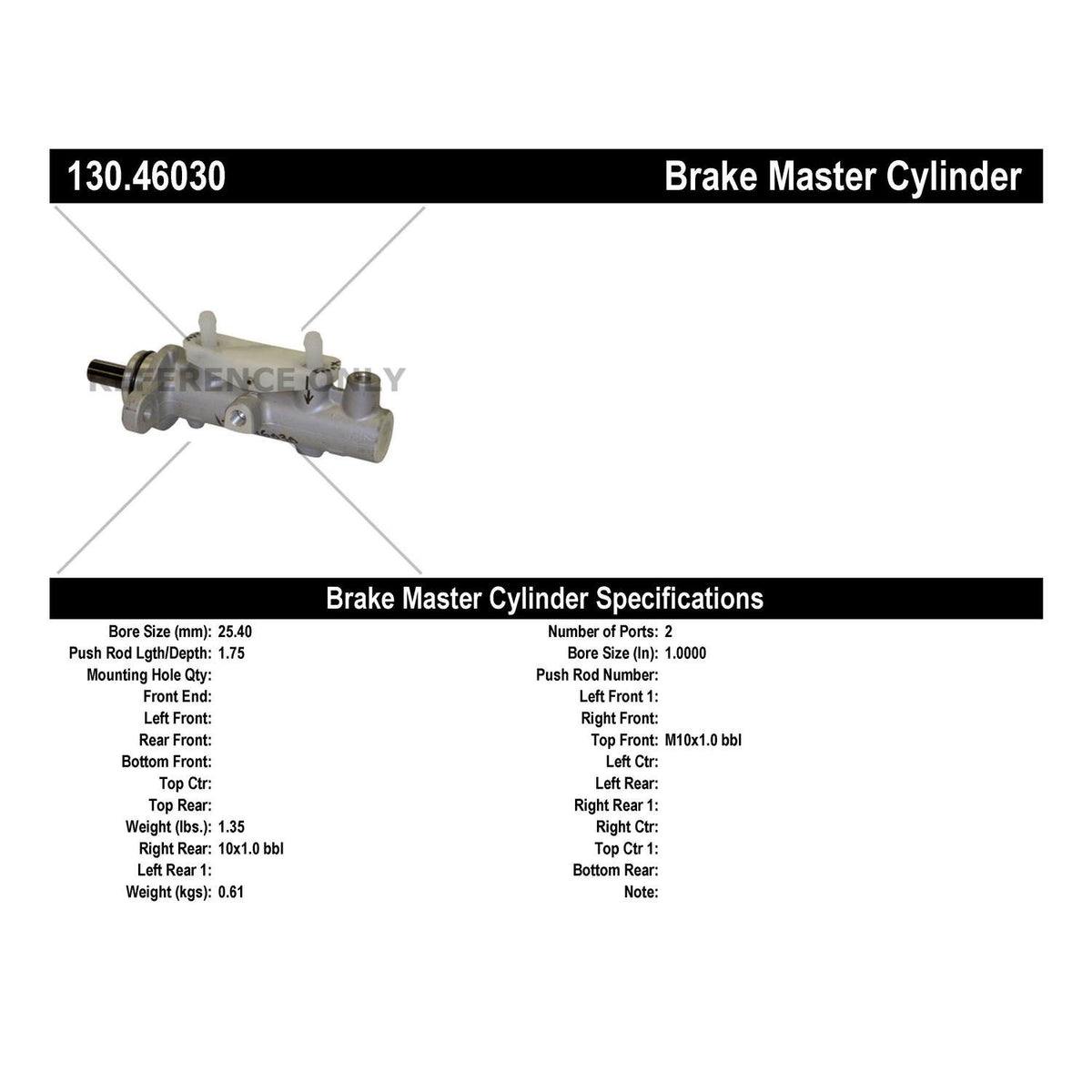 Stoptech Centric Premium Brake Master Cylinder 130.46030