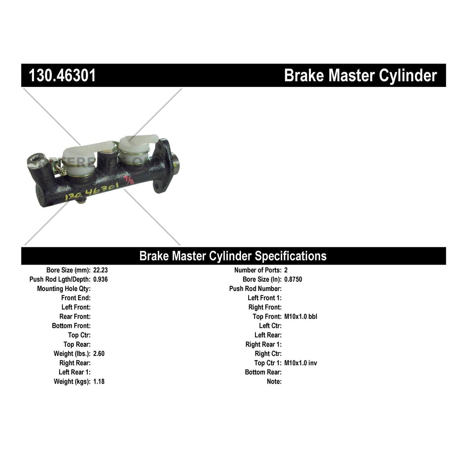 StopTech Premium Brake Master Cylinder 130.46301