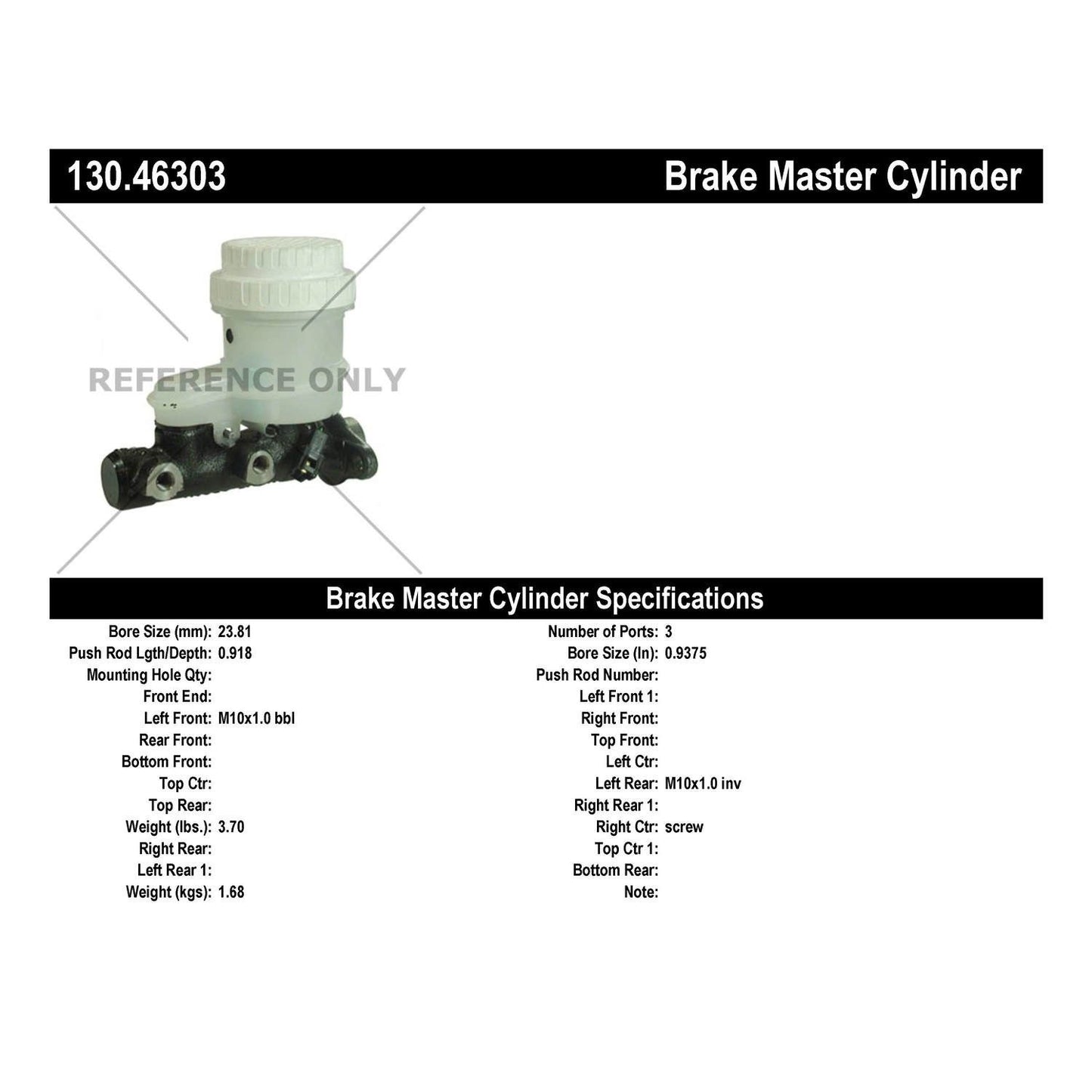 Centric Parts Premium Brake Master Cylinder 130.46303
