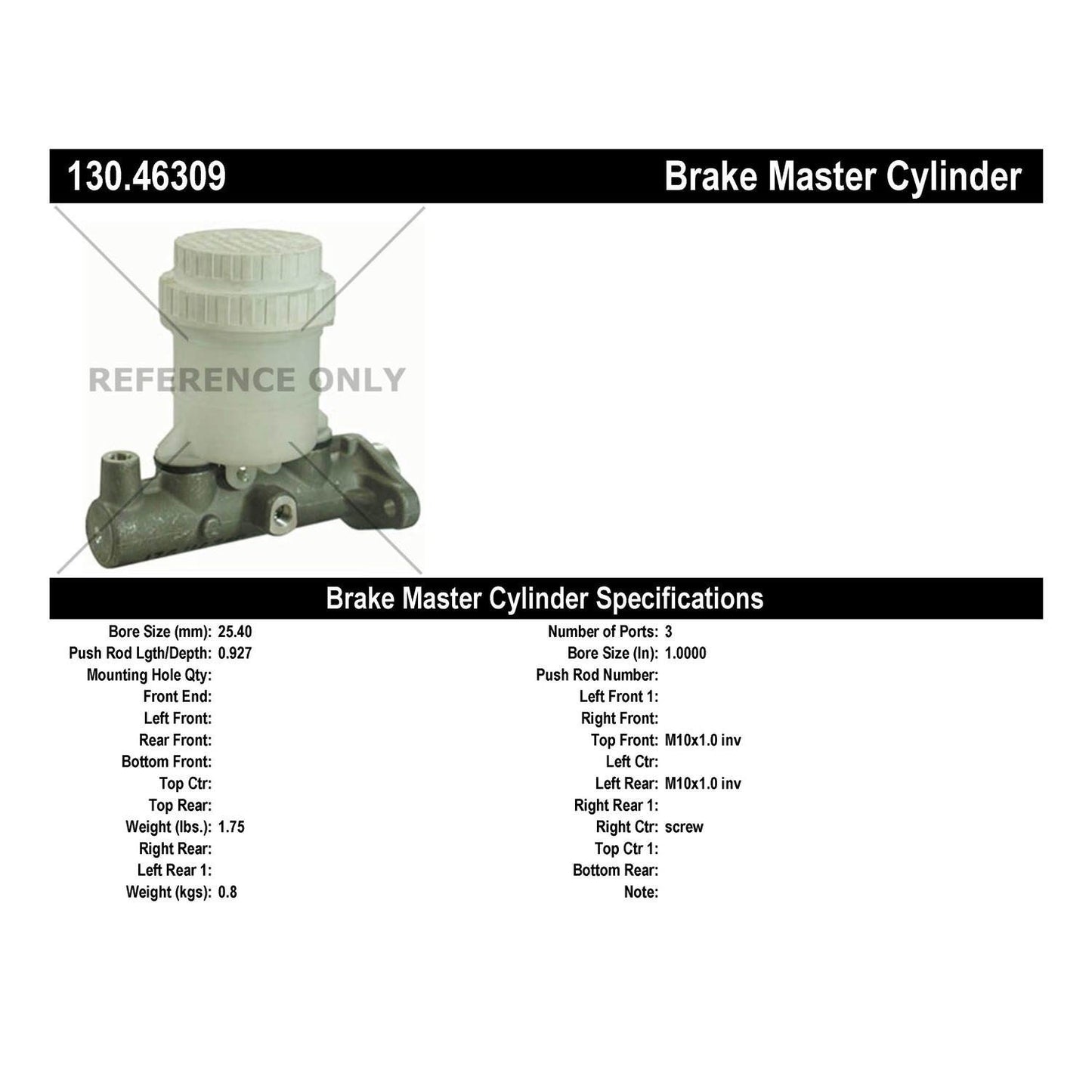 Centric Parts Brake Master Cylinder Premium for 2000-2004 Mitsubishi Montero Sport 130.46309