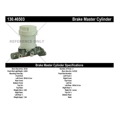 Centric Parts Premium Brake Master Cylinder for 1983-1988 Dodge Colt, Hyundai Excel 1986-1989, Mitsubishi Mirage 1985-1988 130.46503