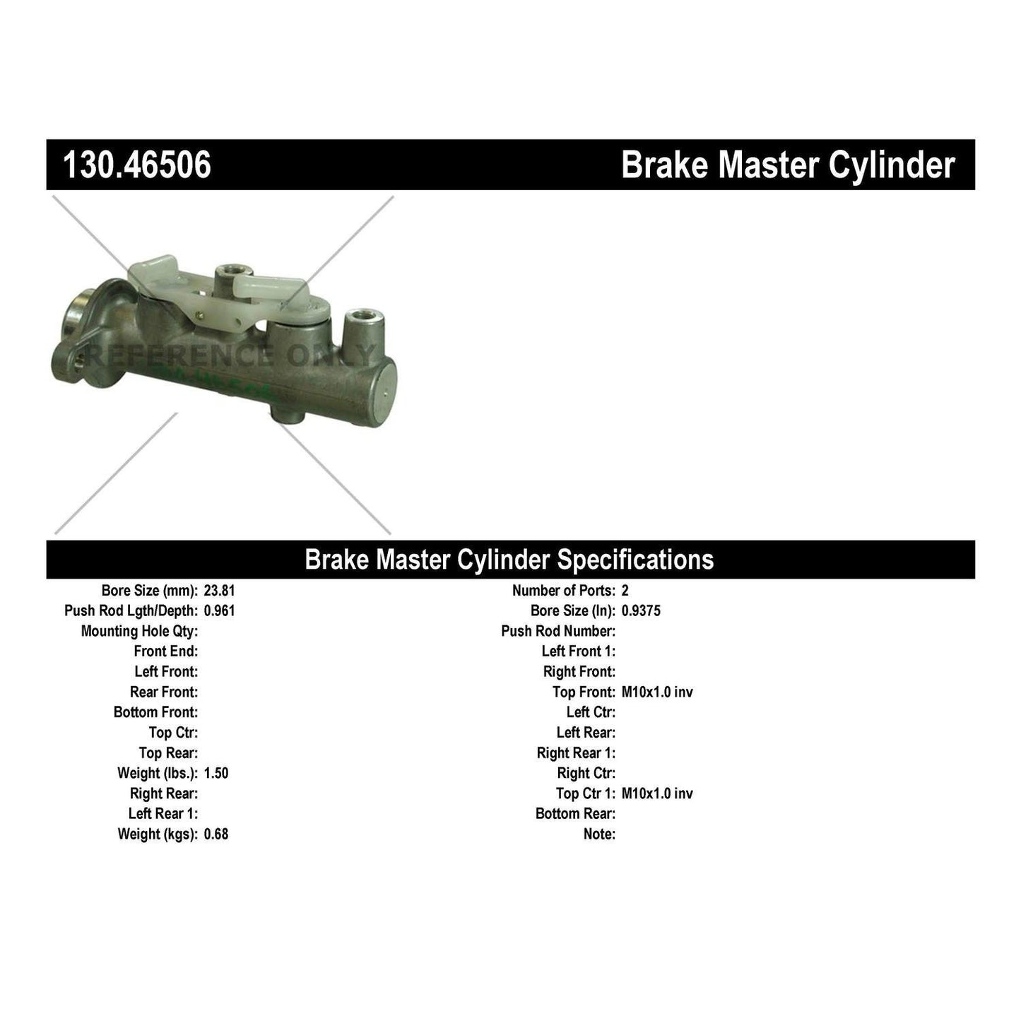 Centric Parts Brake Master Cylinder Premium with Original Aluminum Casting for 1989-2002 Vehicles 130.46506