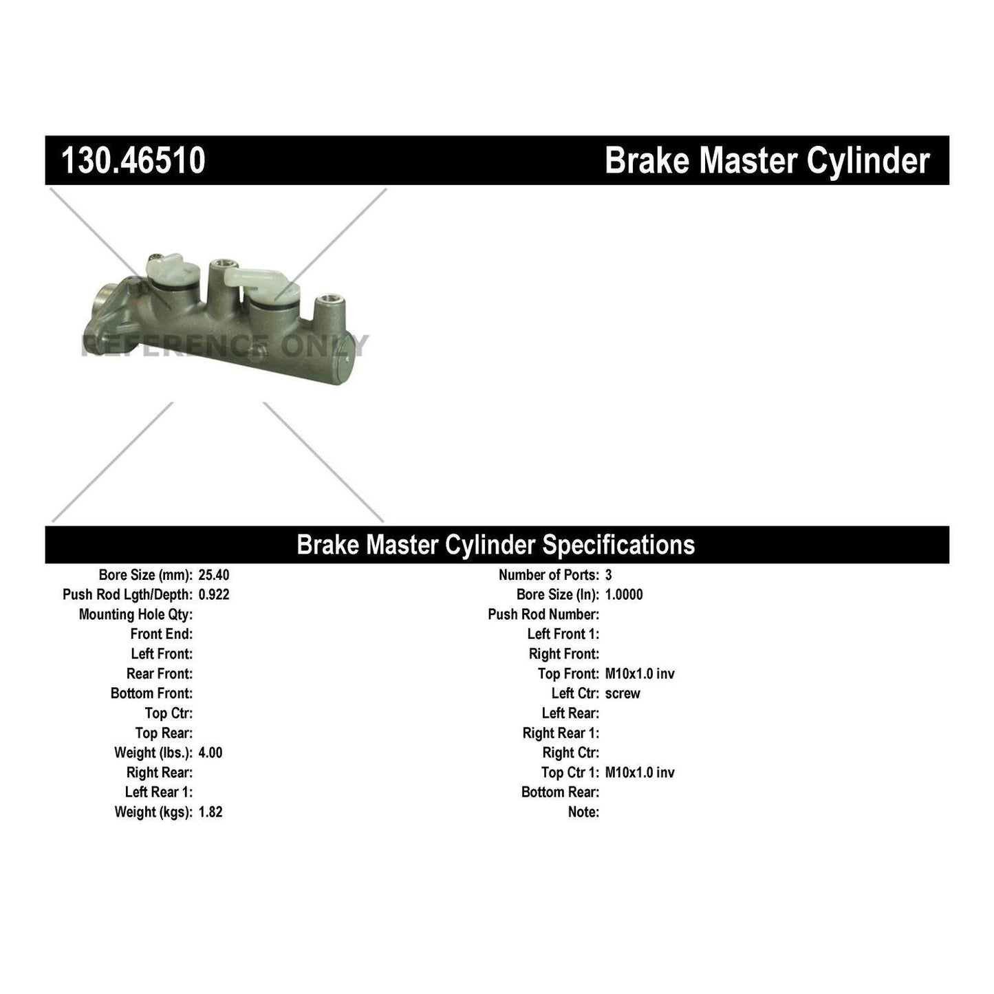 Centric Parts Premium Brake Master Cylinder 130.46510