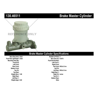 Centric Parts Brake Master Cylinder Premium with Reservoir 130.46511