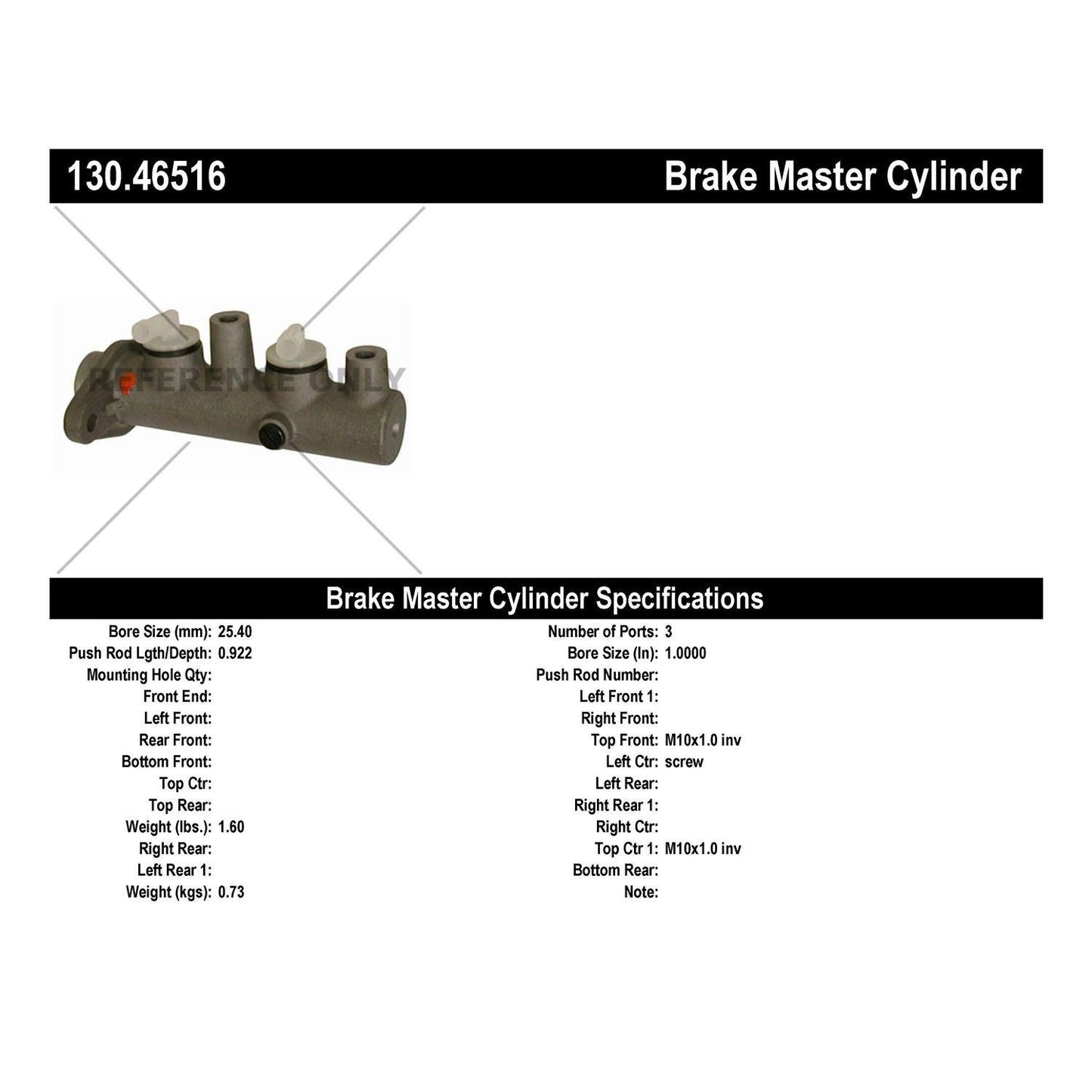 Centric Parts Brake Master Cylinder Premium for 1991-2000 Mitsubishi Eclipse and others 130.46516