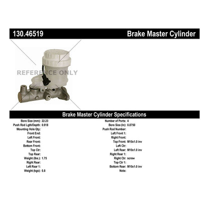 Centric Parts Brake Master Cylinder Premium for 1997-1999 Mitsubishi Mirage 130.46519