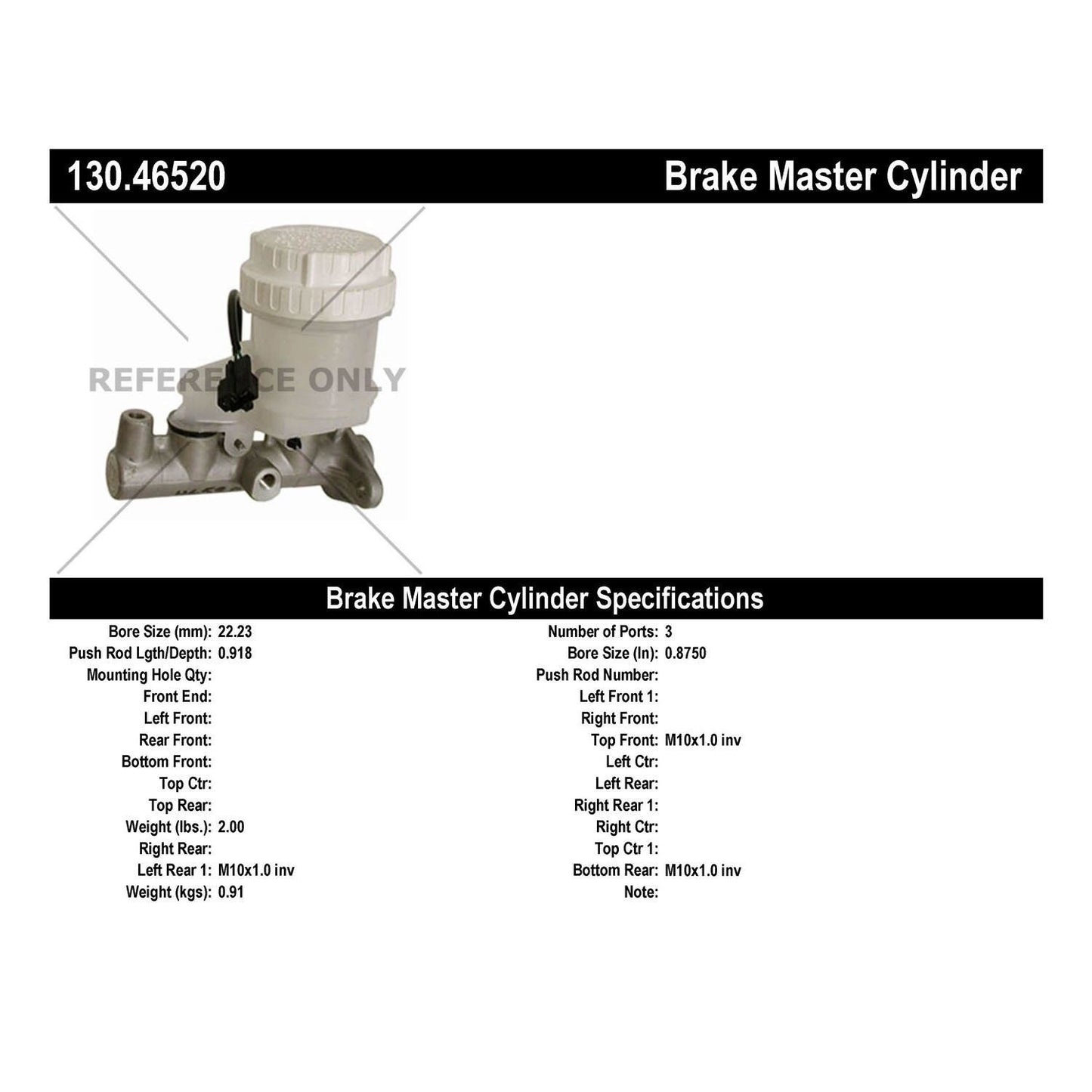 Centric Parts Premium Brake Master Cylinder 130.46520