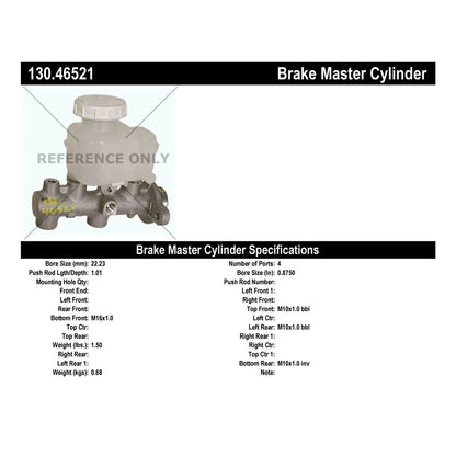 Centric Parts Premium Brake Master Cylinder 130.46521