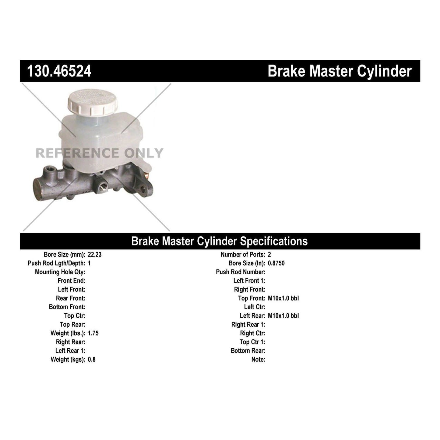 Centric Parts Premium Brake Master Cylinder 130.46524