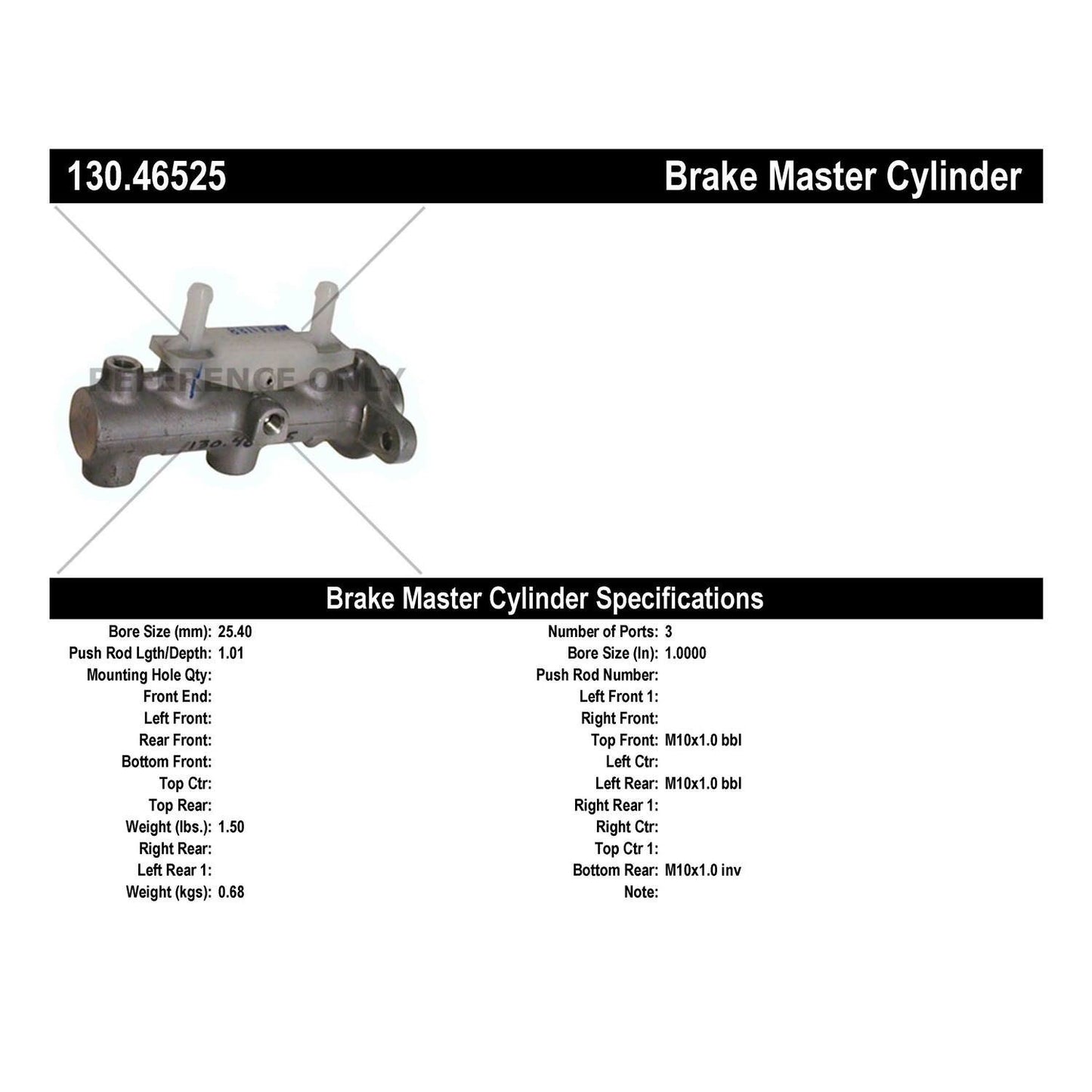 Centric Parts Premium Brake Master Cylinder 130.46525