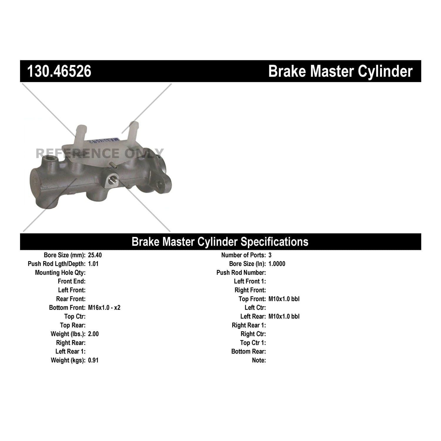 StopTech Premium Brake Master Cylinder 130.46526