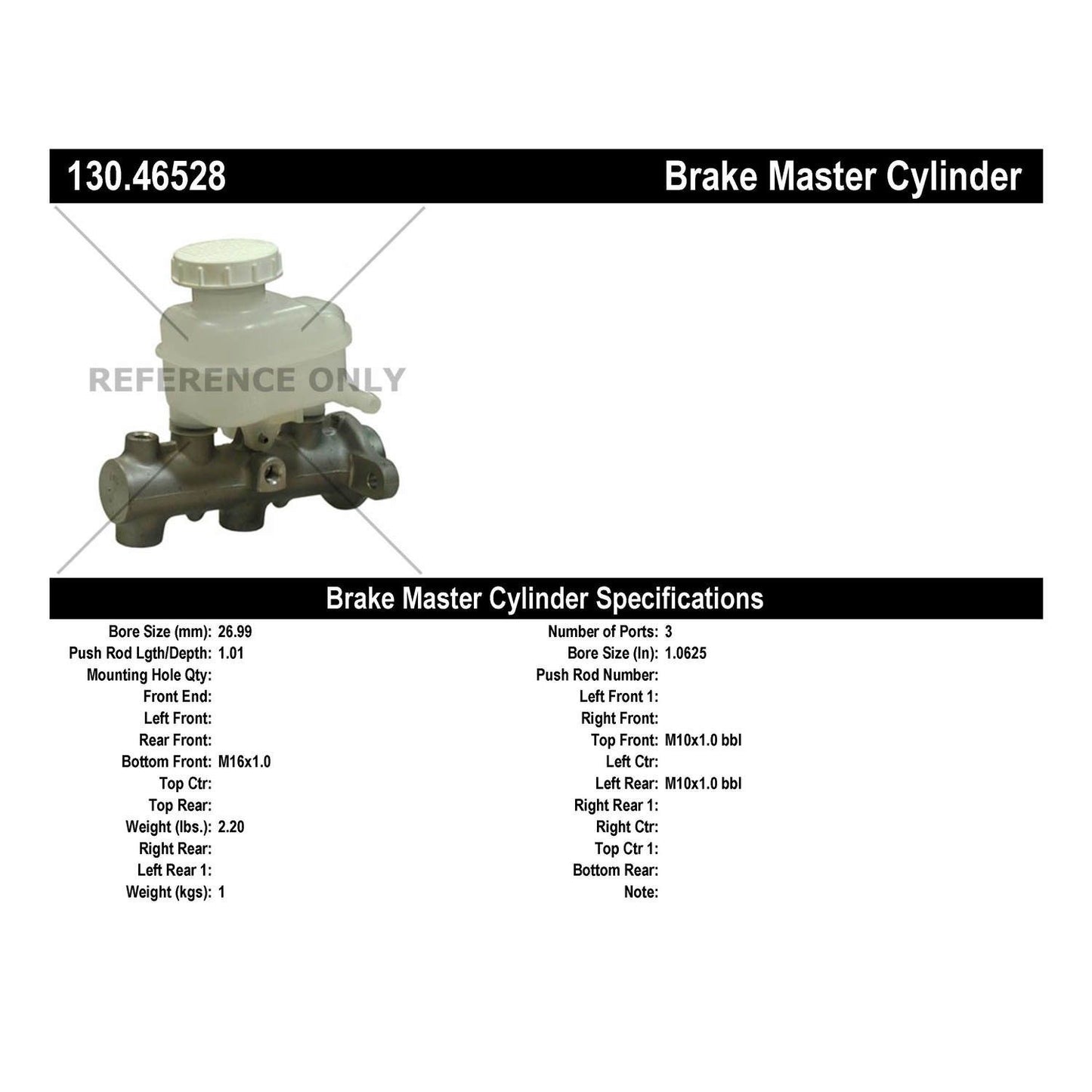 Centric Parts Brake Master Cylinder Premium for 2006 Mitsubishi Lancer 130.46528