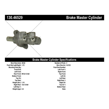 Centric Parts Brake Master Cylinder Premium for 2008-2017 Mitsubishi Lancer 2013-2007 Outlander 130.46529