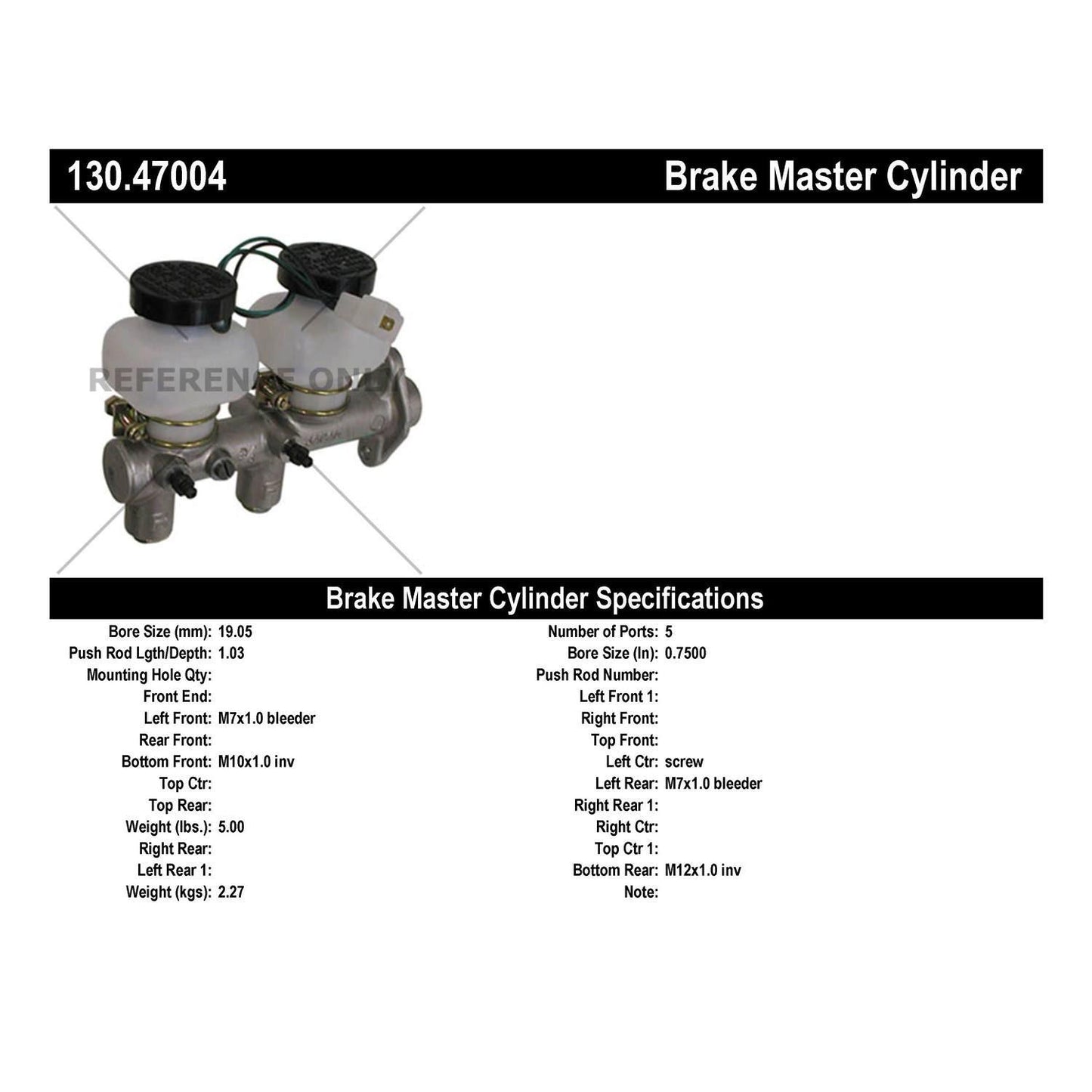 Stoptech Centric 75-81 Subaru Brat/DL/FE Premium Brake Master Cylinder 130.47004